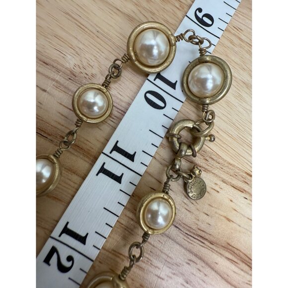 J.Crew Pearl & Blue Beaded Vintage-Inspired Necklace With Gold-Tone Chain Elegan - Picture 5 of 8